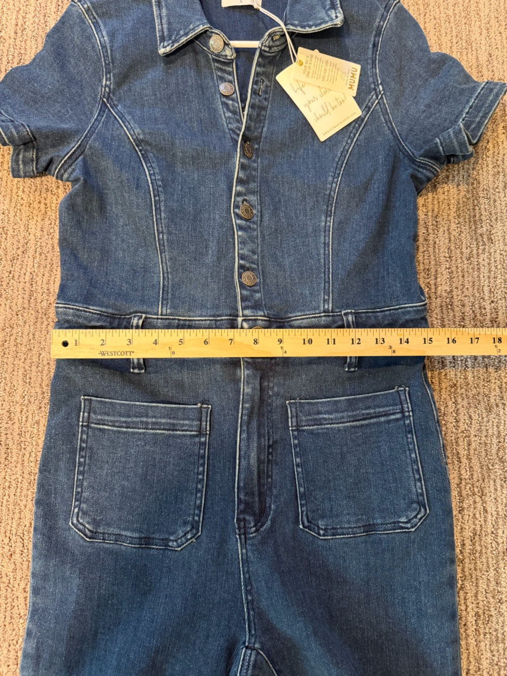 Show Me Your MuMu Everhart Denim Stretch Jumpsuit Size Large New With Tags - Picture 9 of 16